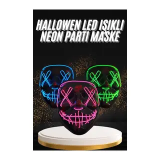 Hallowen Parti Maskesi Neon Led Işıklı Maske 3 Modlu Cadılar Bayramı Maskesi