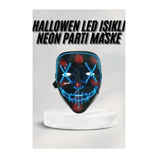 Led Işıklı Neon Maske Cadılar Bayramı Maskesi Korkunç Korku Maskesi