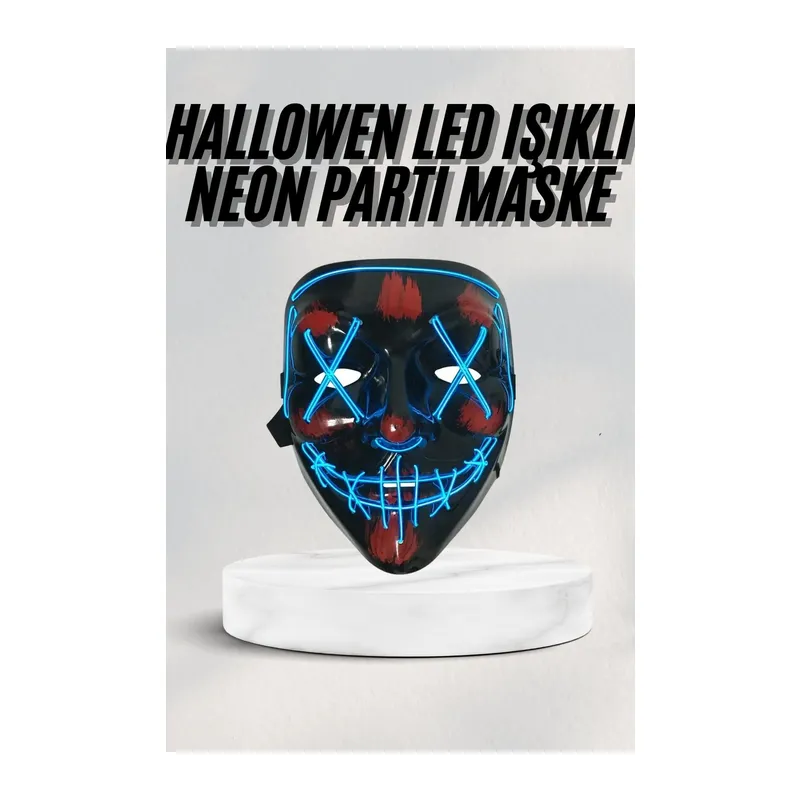 Led Işıklı Neon Maske Cadılar Bayramı Maskesi Korkunç Korku Maskesi