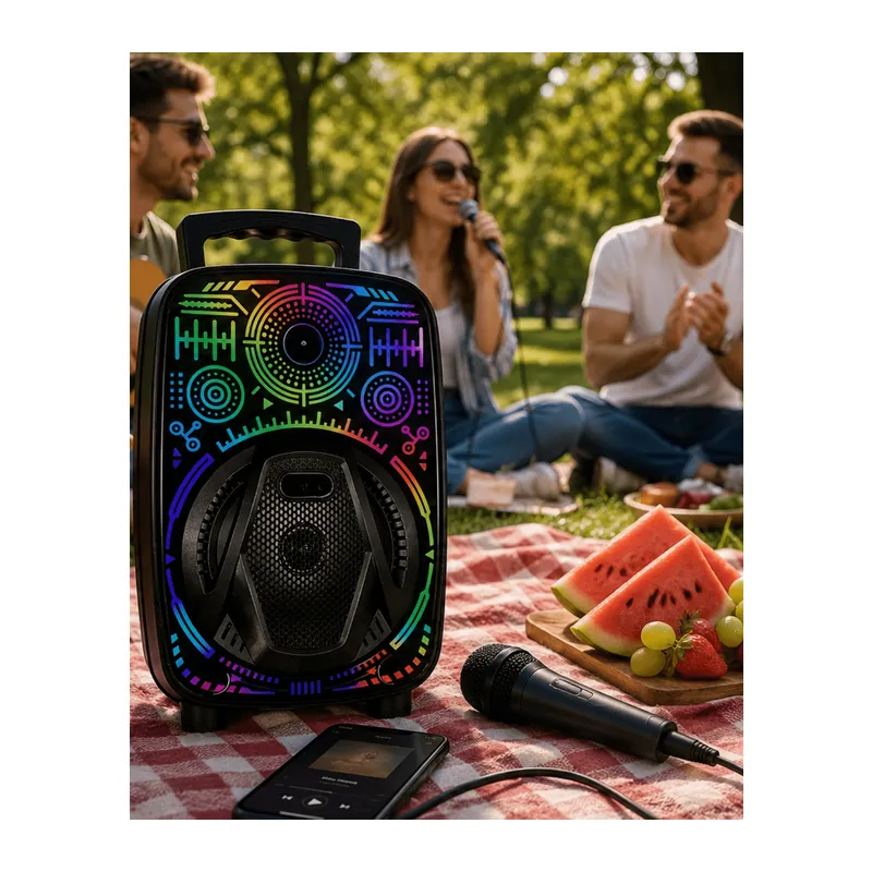 Karaoke Hoparlör RGB LED Işıklı USB FM Radyo Destekli Taşınabilir Speaker