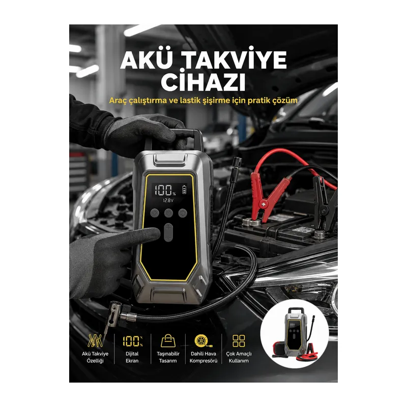 Araç Kullanıcıları İçin Çok Fonksiyonlu Akü Takviye Cihazı