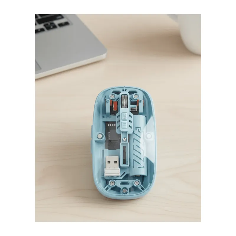 Bluetooth 5.2 ve 2.4G USB Kablosuz Mouse Pilli Mavi Tasarım