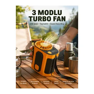 Taşınabilir USB Şarjlı Turbo Fan – 3 Modlu Soğutma, Hafif & Kompakt