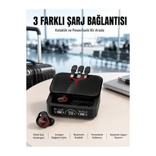 Tws Powerbank Kutulu Dijital Göstergeli Bluetooth Kulaklık Kablosuz Kulakiçi Kulaklık Yeni Nesil