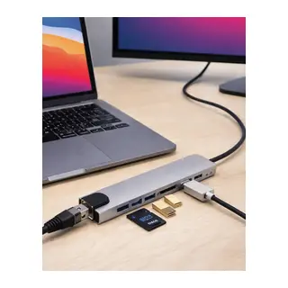 8 Port Type C Hub USB HDMI RJ45 SD TF Kart Okuyucu Çoklayıcı