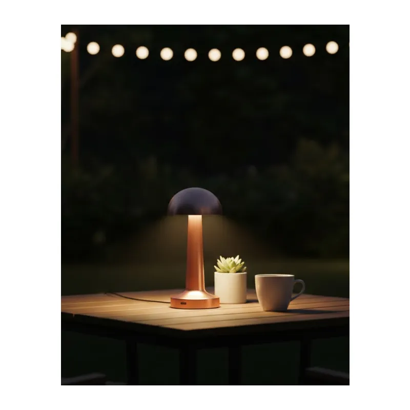 Modern Bronz Masa Lambası 3 Renk LED Dokunmatik Şarjlı Model