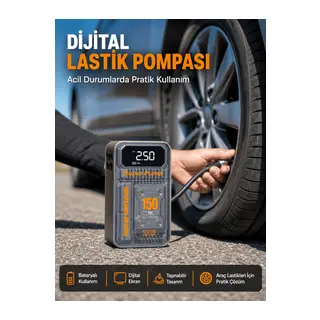 150 PSI Kablosuz Dijital Ekranlı Taşınabilir Araç Lastik Pompası
