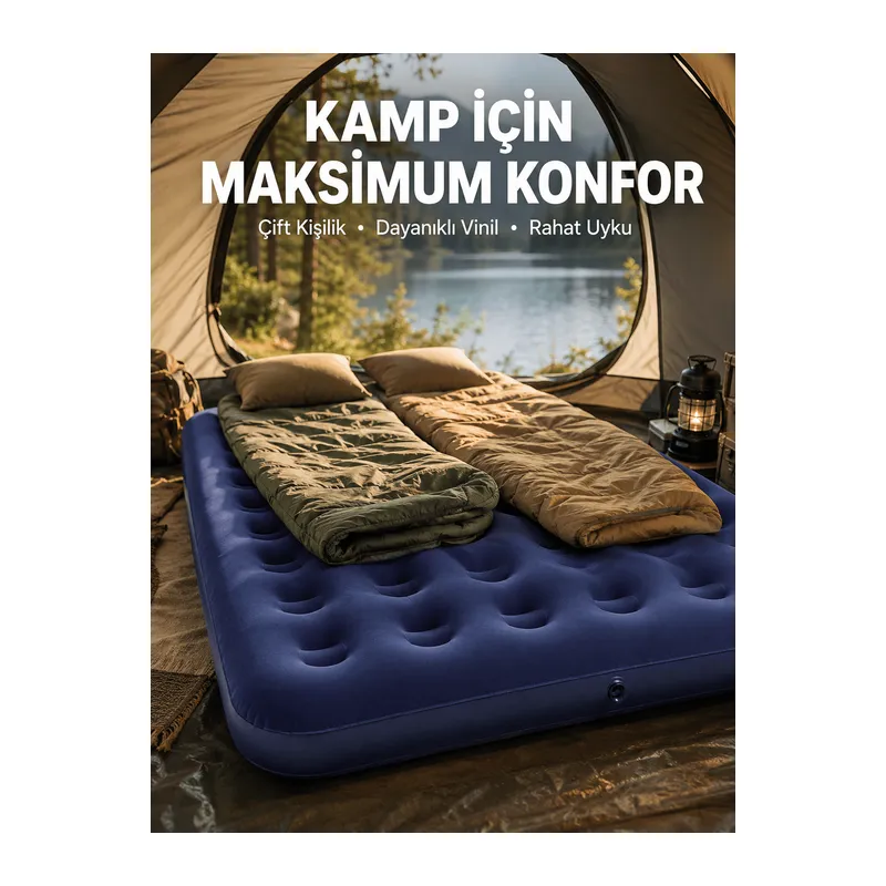Kamp ve Festival İçin Şişirilebilir Yatak Çift Kişilik Sağlam Yapı