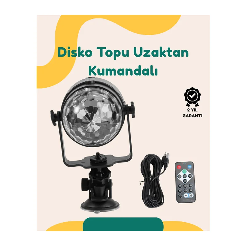 Müzik Ritmine Uyumlu 7 Modlu Renkli Disko Topu Işığı