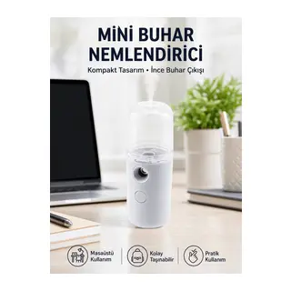Mini Şarjlı Buhar Nemlendirici – Taşınabilir, Enerji Tasarruflu, Kablosuz Kullanım Yeni Nesil