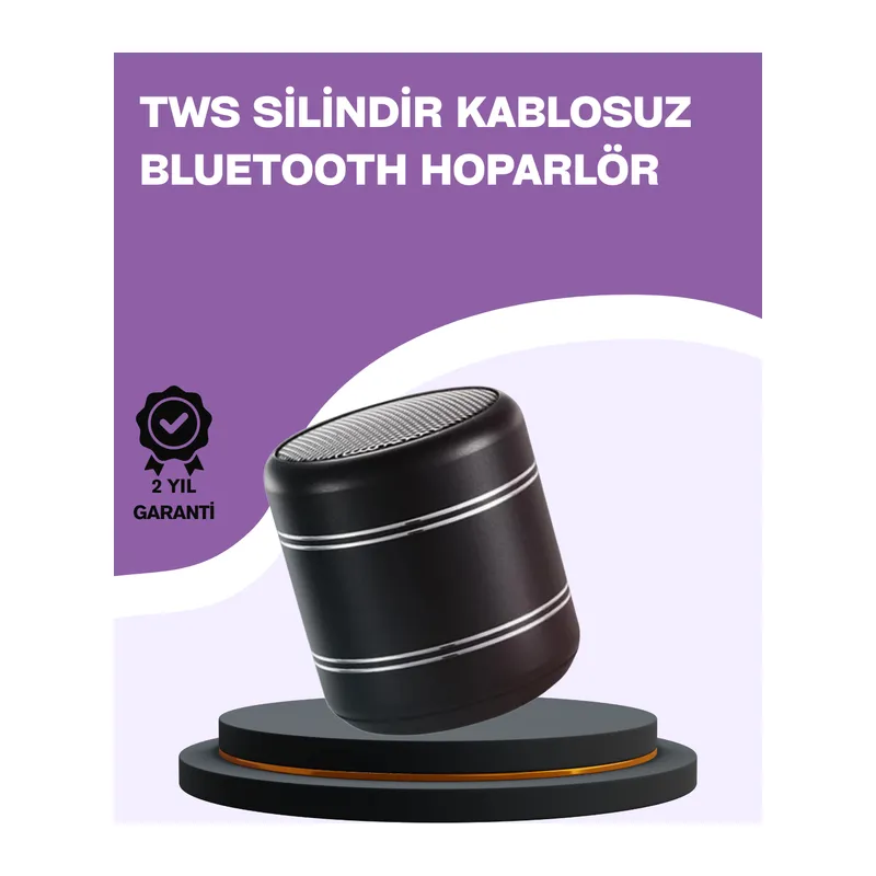 Silindir Tasarım Mini Bluetooth Hoparlör 10m Çekim Güçlü Bas ve Mikrofonlu
