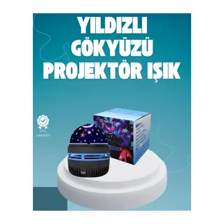 Döner Galaxy Projektör Gece Lambası – Ay ve Yıldız Işıklı Atmosfer Lamba, USB Bağlantılı