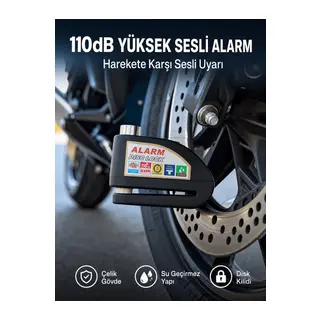 Yüksek Sesli 110dB Çelik Disk Kilidi Su Geçirmez Yeni Nesil