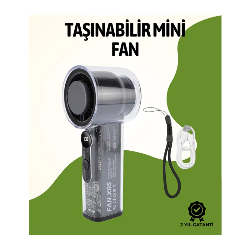 Sessiz Çalışan Taşınabilir Fan | Dijital Göstergeli | 100 Kademeli Hız Ayarı