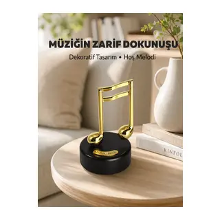 Altın Nota Figürlü Dönen Müzik Kutusu Dekoratif Music Box Yeni Nesil