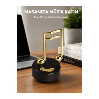 Altın Nota Temalı Müzik Kutusu Müzikli Hediyelik Yeni Nesil
