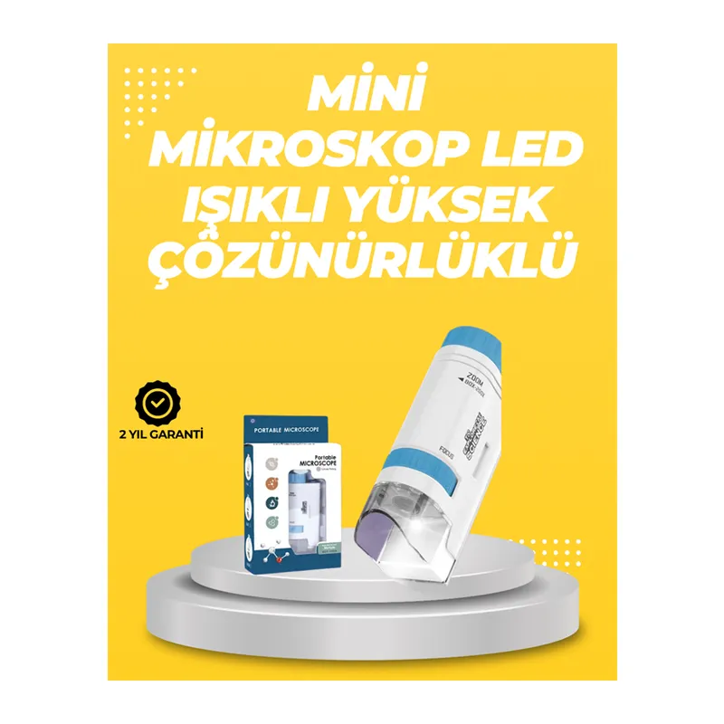 Taşınabilir LED Işıklı Cep Mikroskop – 80X–200X Büyütme