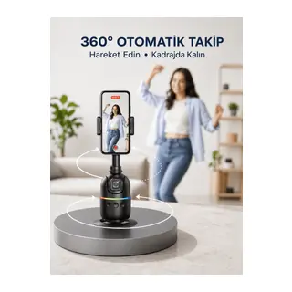 Yapay Zeka Destekli Yüz Takip Özellikli 360 Derece Dönen Masaüstü Telefon Sabitleyici Yeni Nesil