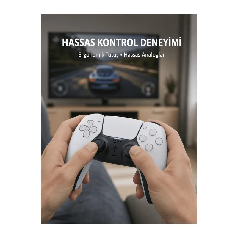 Kablosuz PS5 Oyun Kumandası Hızlı Tepki ve Ergonomik Tutuş Yeni Nesil