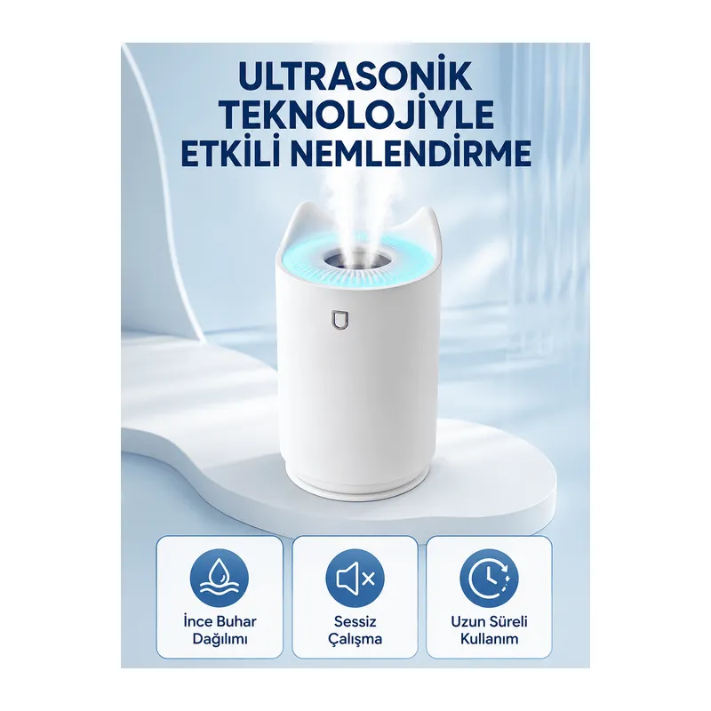 Hava Nemlendirici Ultrasonik Aroma Difüzör 7 Renk LED Işıklı Gece Lambası