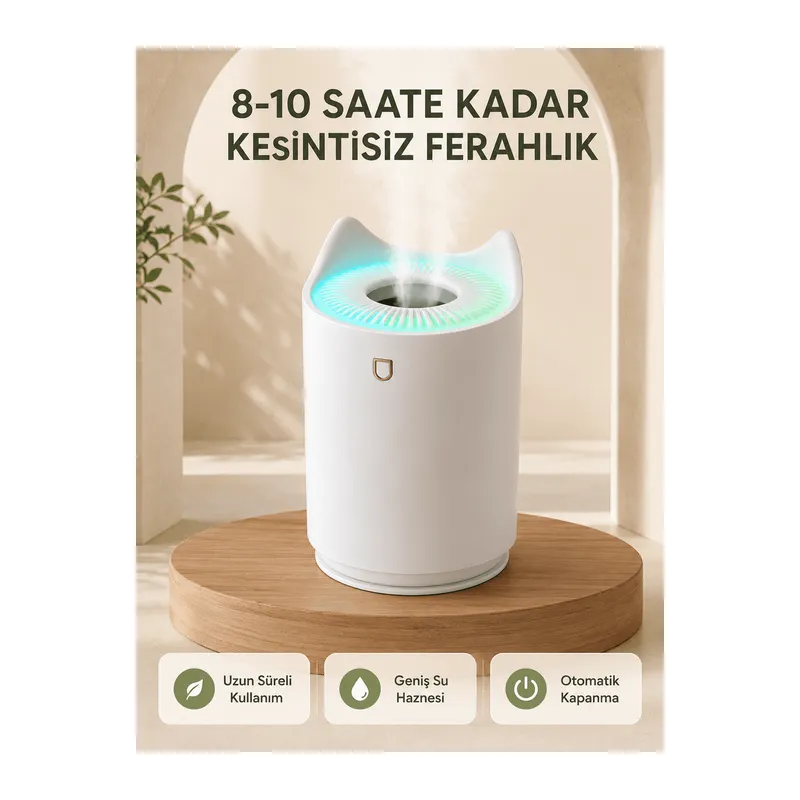 Ultrasonik Hava Nemlendirme Cihazı 7 Renk LED Aromaterapi Difüzör