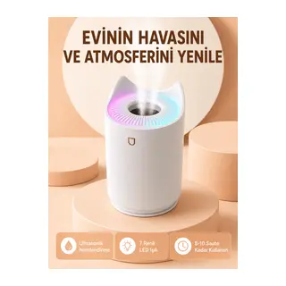 Hava Nemlendirici Buhar Makinesi Aromaterapi LED Işıklı Oda Nemlendirici