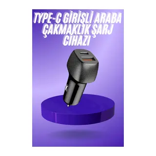 38W USB Type-C Girişli Oto Çakmaklık Araç İçi Hızlı Şarj Çakmaklık Şarj Aleti