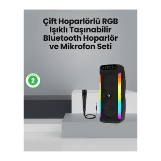 Taşınabilir Şarjlı Hoparlör USB, SD Kart, AUX Girişli