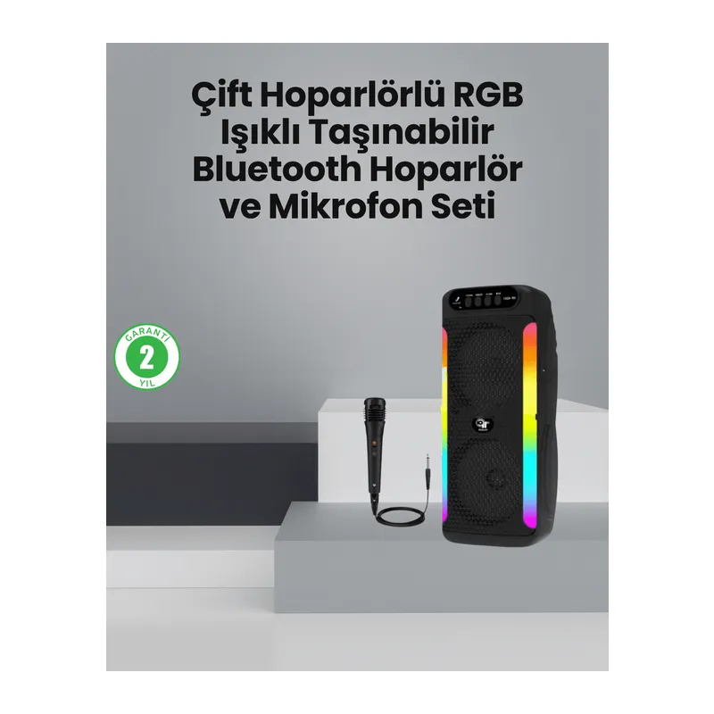Taşınabilir Şarjlı Hoparlör USB, SD Kart, AUX Girişli