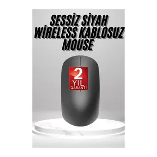 Siyah Kablosuz Mouse Wireless Mouse Minimal Tasarım