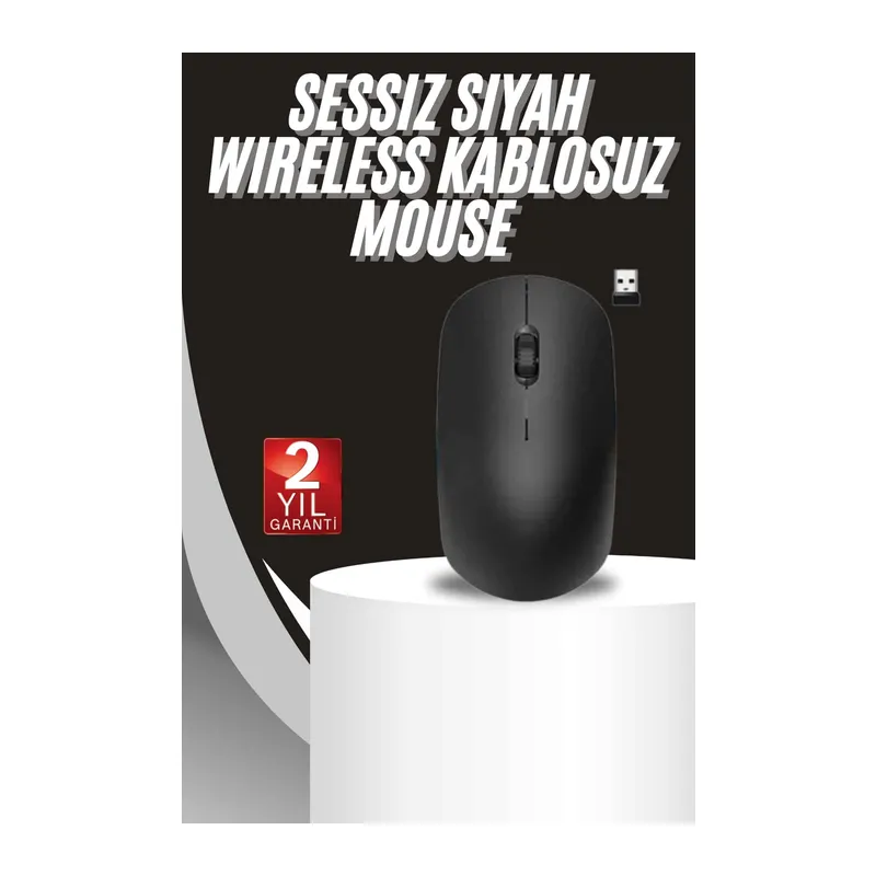 Ergonomik Tasarım Kablosuz Siyah Mouse Hassas Uzun Ömürlü