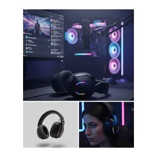 Wireless Oyuncu Kulaklığı RGB Işıklı Uzun Bataryalı Mikrofonlu Headset