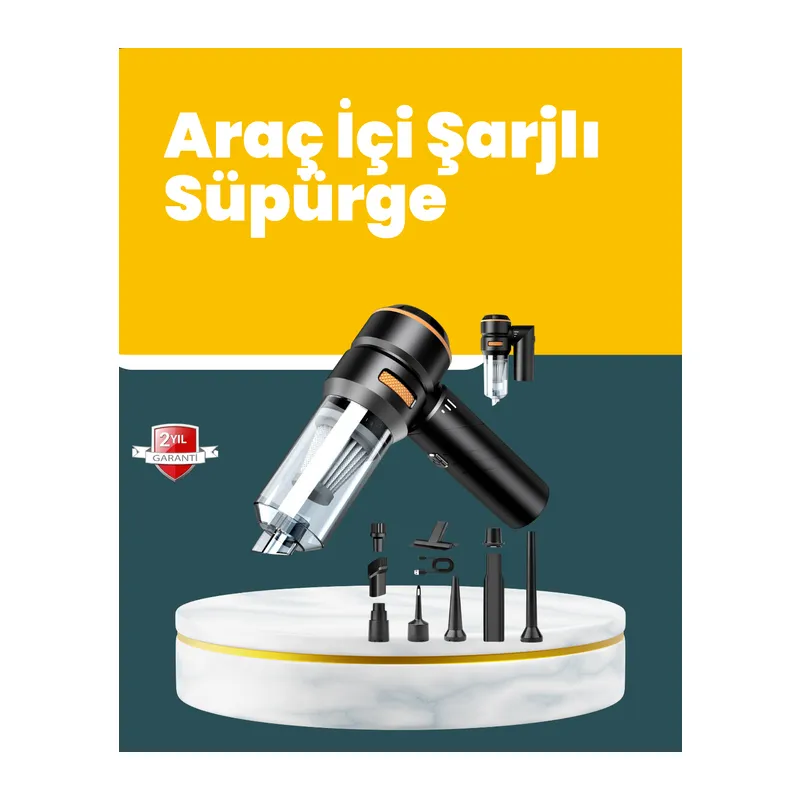 Araç İçi Derinlemesine Temizlik İçin Kompakt ve Ergonomik El Süpürgesi
