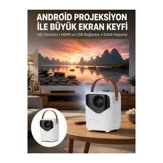 HD Ayaklı Portatif Projeksiyon Cihazı Bluetooth Wifi Akıllı Android İşlemcili Yeni Nesil