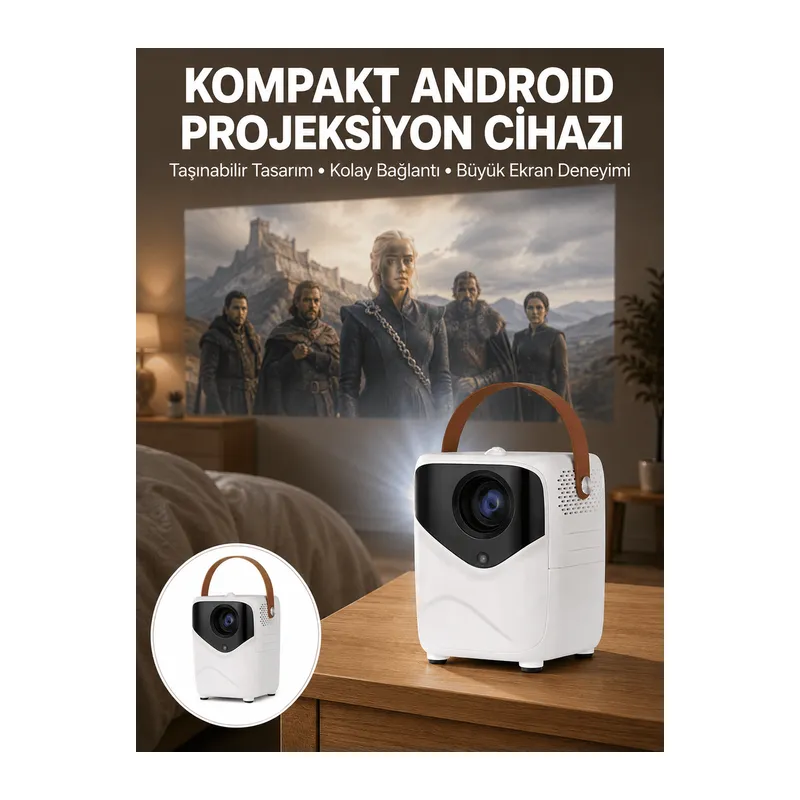 Projeksiyon Ev Sineması Bluetooth 4k HD Kaliteli Görüntü Kumandalı Yeni Nesil
