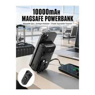 15W Kablosuz Hızlı Şarjlı 10000 mAh Powerbank – Taşınabilir, LED Göstergeli