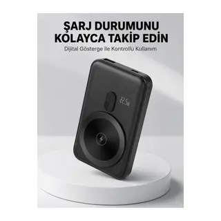 LCD Ekranlı Kablosuz Powerbank Type C ve USB Çıkışlı Yeni Nesil