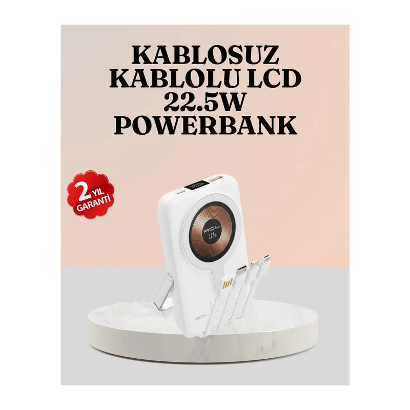 Kablosuz ve Kablolu Şarj Destekli Taşınabilir Powerbank