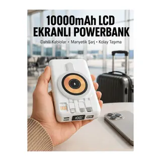 LCD Göstergeli Manyetik Powerbank Type C USB Girişli Yeni Nesil