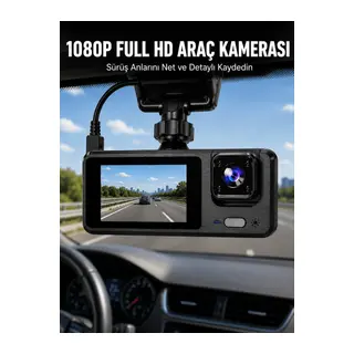 3 Kanallı Araç Kamerası – Full HD 1080P Kayıt, 2” Ekran, Park Gözetimi Desteği Yeni Nesil
