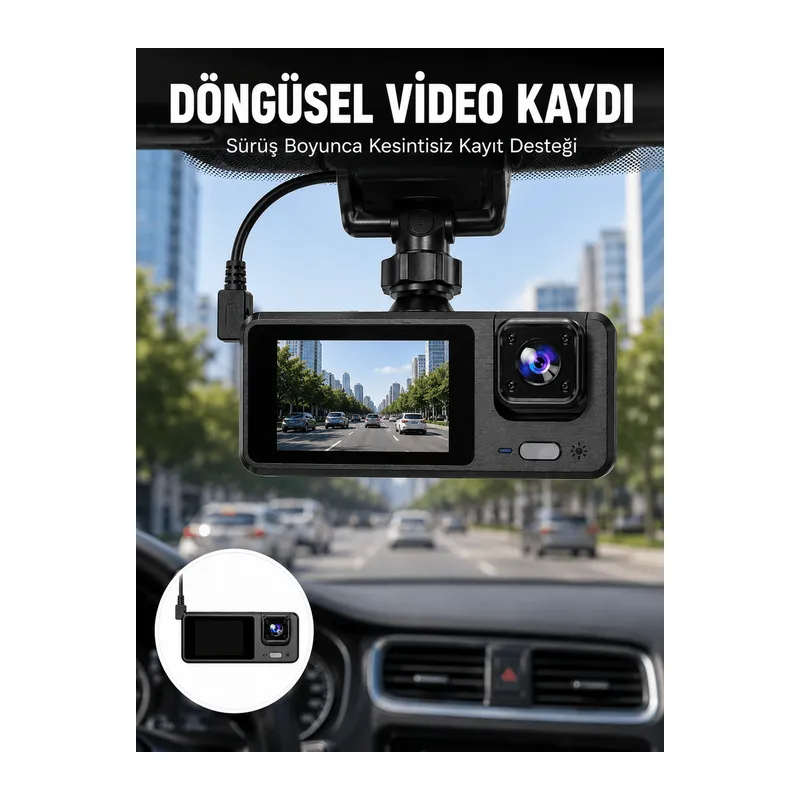 Full HD 3 Kanallı Araç Kamerası – Akıllı Çözümlerle Sürüş Yeni Nesil