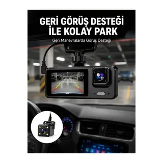 1080P 3 Kameralı Araç DVR – Döngü Kayıt ve Geri Görüş Özellikli Yeni Nesil