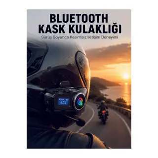 LCD Ekranlı Bluetooth Kask Kulaklığı FM Radyo ve SD Kart Girişli