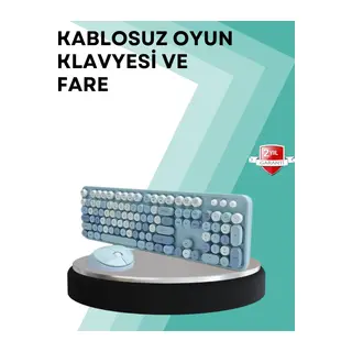 Kablosuz Klavye ve Mouse Seti – Sessiz Tuş, Retro Tasarım