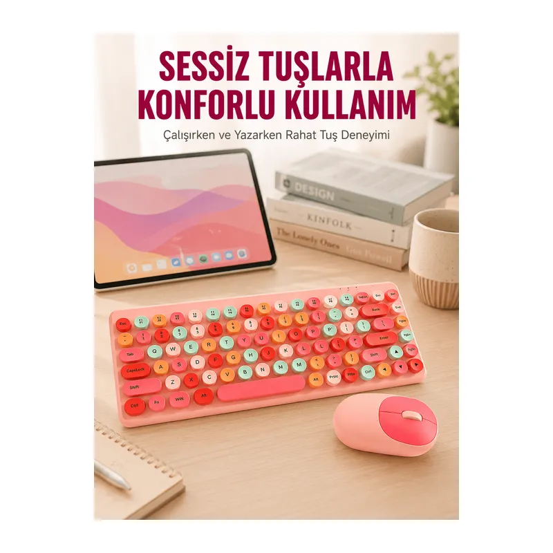 Retro Tarz Bluetooth 5.1 Klavye – Win/OSX/Android/iOS Uyumlu Yeni Nesil