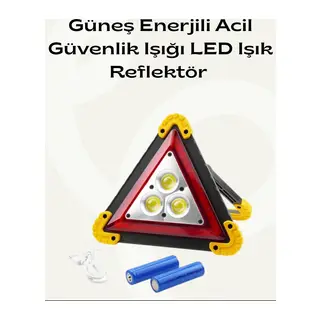 Solar Şarjlı Üçgen LED Park ve İkaz Lambası