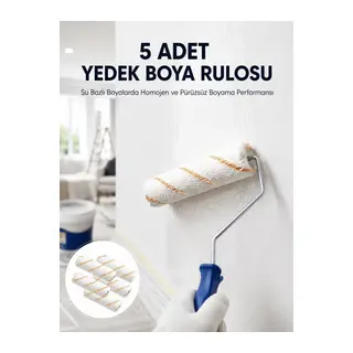 5’li Mini Rulo Boya Seti Duvar Tavan Emülsiyon Uygulama