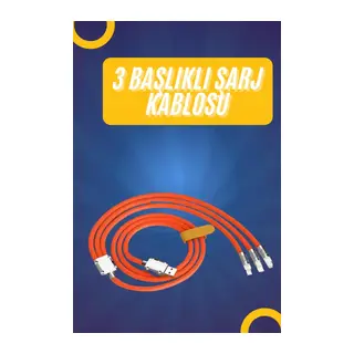120W Silikon Metal Uçlu LED Işıklı 3 In1 Şarj Kablosu 1.2m
