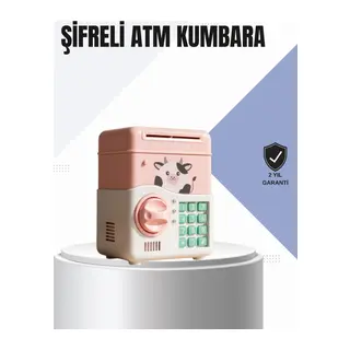 Pembe Elektronik Şifreli Otomatik Para Çeken ATM Kumbarası