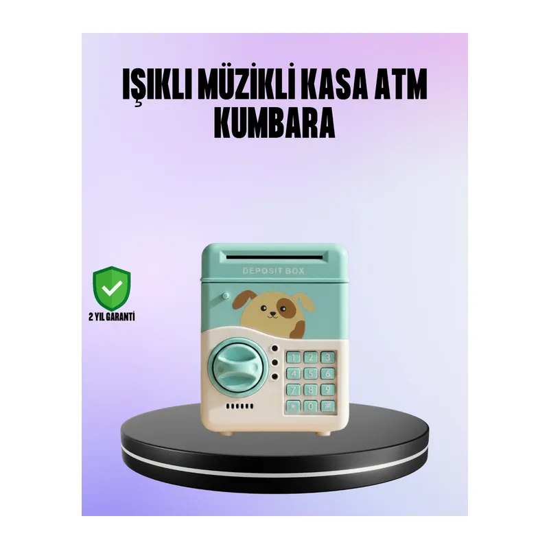 Su Yeşili Elektronik Şifreli ATM Tasarımlı Para Biriktirme Kumbarası